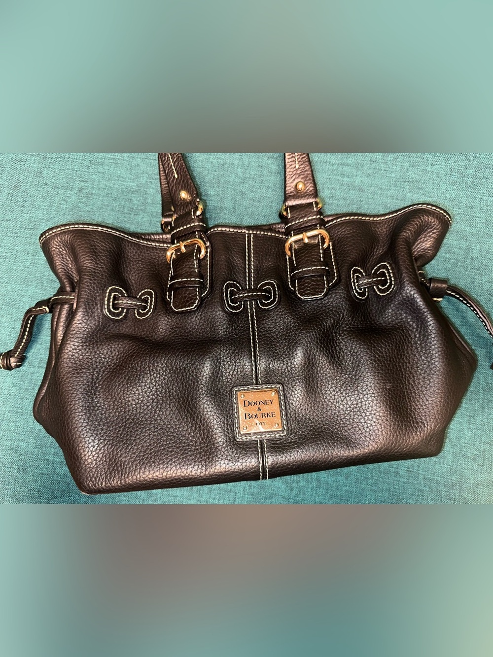 Dooney & Bourke Chiara Black Pebble Leather Tassel Women Shoulder Bag Purse NICE
